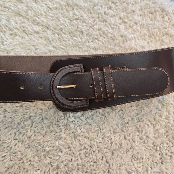 The Limited Dark Brown Wide Leather Waist Belt Made in Italy Size Small main image 6